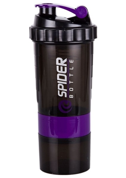 Mor 3 Katlı Shaker Protein Şişesi Toz Shake Kupası Büyük Kapasiteli Su Şişesi Plastik Karıştırma Kabı Vücut Geliştirme Egzersiz Şişesi (Yurt Dışından)