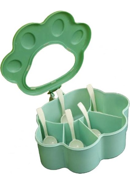 Yeşil Yeniden Kullanılabilir 1 Takım Sağlam Kedi Paw Şekli 5 Izgaralı Baharat Dispenseri Temizlemesi Kolay Baharat Dispenseri Büyük Kapasiteli Günlük Kullanım (Yurt Dışından)