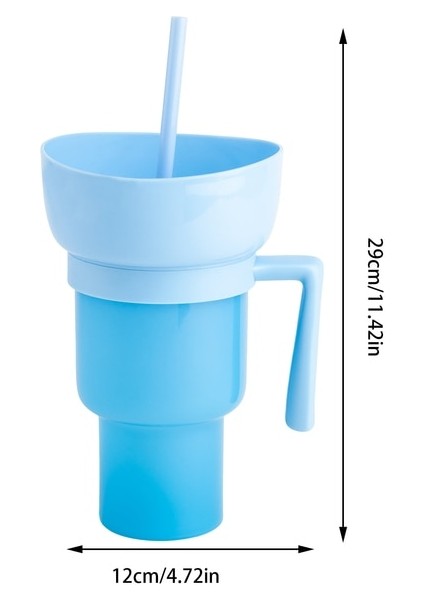 Gök Mavisi Taşınabilir Stadyum Tumbler 2 In 1 Snack Bowl Içecek Pipetli Bardak Çok Amaçlı Renk Değişimi Aperatifler Konteyner Ev Sinemaları Kullanımı Için (Yurt Dışından)