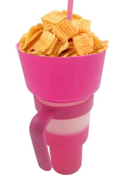 Gök Mavisi Taşınabilir Stadyum Tumbler 2 In 1 Snack Bowl Içecek Pipetli Bardak Çok Amaçlı Renk Değişimi Aperatifler Konteyner Ev Sinemaları Kullanımı Için (Yurt Dışından)