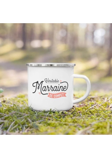 UXH177133-A015WH 8 cm Fransız Baskılı Emaye Yaratıcı Kahve Fincanları Kamp Kupalar Kolu Drinkware Tatil Kupa Doğum Günü Anneler Günü Hediyeleri Vaftiz Anası Için (Yurt Dışından)