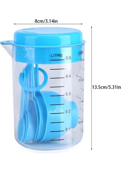 Mavi 7 Adet/takım Mavi Plastik Ölçüm Kabı Mutfak Ölçme Araçları Kaşık Setleri Mutfak Pişirme Kahve Mezun Kaşık Maatbeker (Yurt Dışından)
