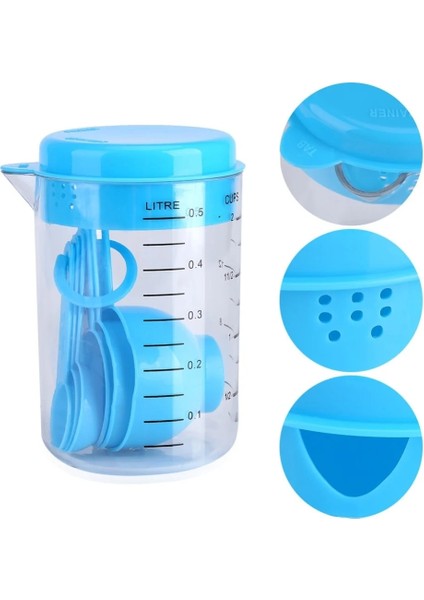 Mavi 7 Adet/takım Mavi Plastik Ölçüm Kabı Mutfak Ölçme Araçları Kaşık Setleri Mutfak Pişirme Kahve Mezun Kaşık Maatbeker (Yurt Dışından)