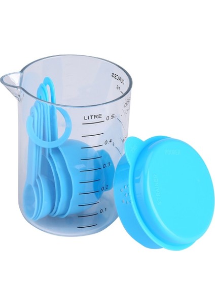 Mavi 7 Adet/takım Mavi Plastik Ölçüm Kabı Mutfak Ölçme Araçları Kaşık Setleri Mutfak Pişirme Kahve Mezun Kaşık Maatbeker (Yurt Dışından)
