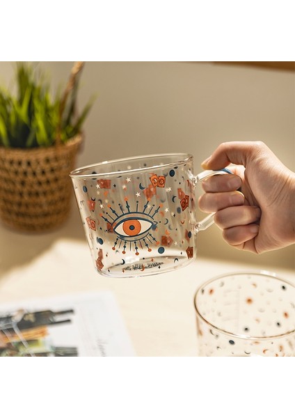 Güneş Turuncu Kolu 500 ml Yaratıcı Ölçekli Cam Kupa Kahvaltı Mlik Kahve Fincanı Ev Çift Su Bardağı Güneş Gözü Desen Drinkware (Yurt Dışından) fırsatları