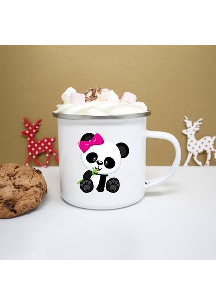 XH369-A015WH-8 360ML Sevimli Panda Baskı Emaye Yaratıcı Kahve Çay Su Bardakları Içecekler Tatlı Kahvaltı Süt Kupası Kawaii Kupalar Kolu Drinkware En Iyi Hediyeler (Yurt Dışından)