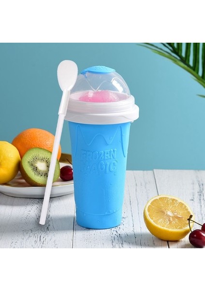 Mavi Yaz Çabuk Dondurulmuş Bardak Slushie Yapımcısı Fincan Ev Yapımı Milkshake Şişesi El Sarsıntı Hızlı Soğutma Fincan Sihirli Dondurma Kupaları Ev Için (Yurt Dışından)