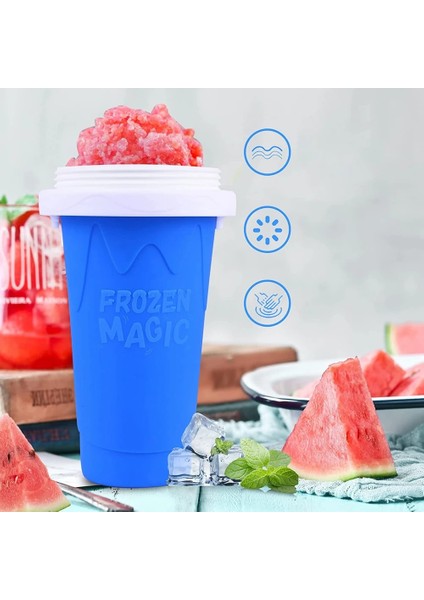 Mavi Yaz Çabuk Dondurulmuş Bardak Slushie Yapımcısı Fincan Ev Yapımı Milkshake Şişesi El Sarsıntı Hızlı Soğutma Fincan Sihirli Dondurma Kupaları Ev Için (Yurt Dışından)
