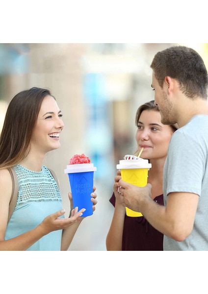Mavi Yaz Çabuk Dondurulmuş Bardak Slushie Yapımcısı Fincan Ev Yapımı Milkshake Şişesi El Sarsıntı Hızlı Soğutma Fincan Sihirli Dondurma Kupaları Ev Için (Yurt Dışından)