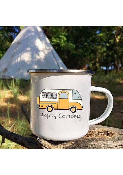 XH2367 360ML Camper Yaratıcı Kahve Kupa Seyahat Çay Bardağı Özel Ad Süt Şarap Kamp Emaye Kupalar El Yapımı Kolu Drinkware Kişiselleştirilmiş Hediye (Yurt Dışından)