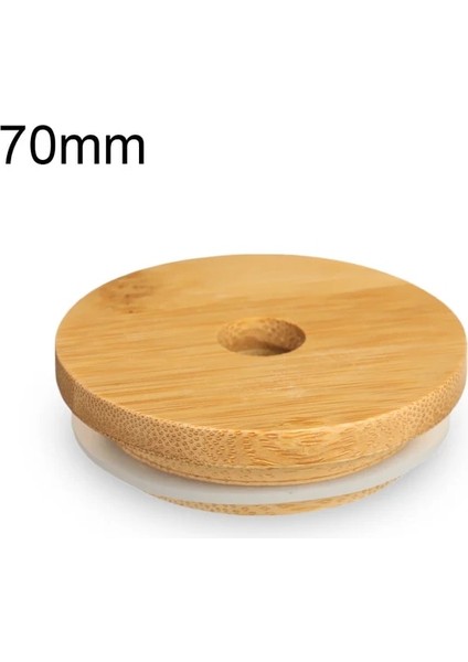 BOYUT-70MM Yeniden Kullanılabilir Bambu Ahşap Kapaklar Saman Delikli Smoothies Konserve Depolama Şişeleri Mason Kavanoz Kapağı Geniş Ağızlı Bardak Çevre Dostu Kapakları (Yurt Dışından)
