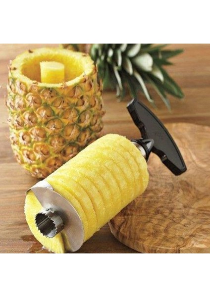 Siyah Paslanmaz Çelik Ananas Dilimleme Soyucu Meyve Tart Dilimleme Mutfak Kolay Araç Ananas Spiral Kesim Makinesi Mutfak Aksesuarları (Yurt Dışından)