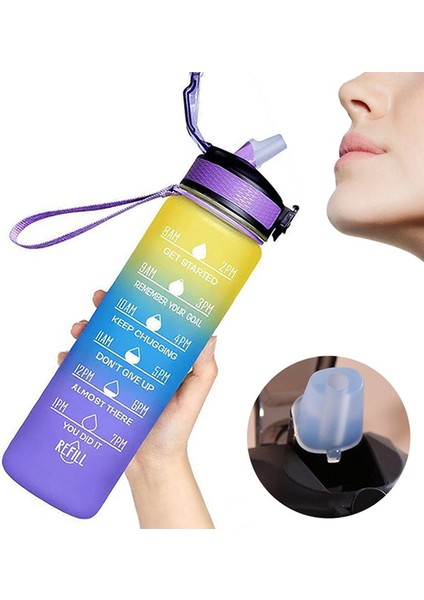NEW-900ML 1000ML 1 Litre Su Şişesi Motivasyon Spor Su Şişesi Sızdırmaz Içme Şişeleri Açık Seyahat Spor Salonu Fitness Mutfak Için Sürahiler (Yurt Dışından)