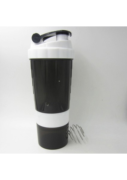Beyaz 500ML 3 Katmanlar Shaker Protein Şişesi Toz Shake Kupası Su Şişesi Plastik Karıştırma Kabı Vücut Geliştirme Egzersiz Şişesi (Yurt Dışından)