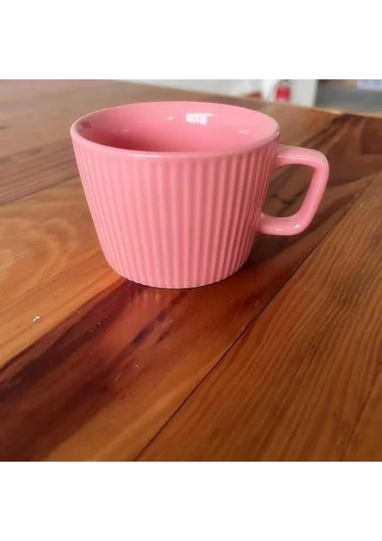Tek Fincan-Pembe 250 ml Avrupa Tarzı Kahve Fincanları ve Tabak Seramik Set Retro Zarif Ikindi Çayı Seramik Bardak Kahvaltı Süt Kupa ve Tabak Seti (Yurt Dışından)