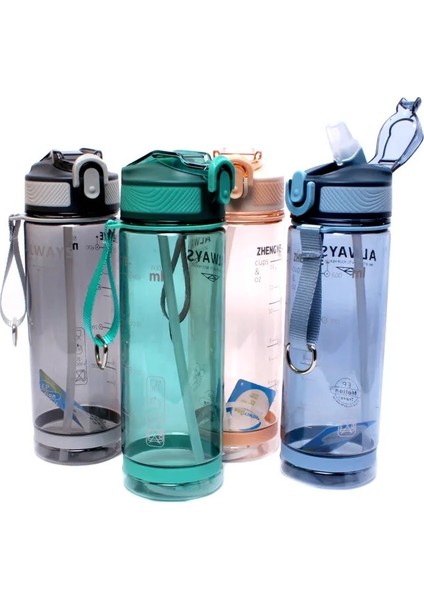 Yeşil 800 ml Taşınabilir Su Bardağı Büyük Kapasiteli Spor Su Pipetli Şişe Açık Plastik Şeffaf Bpa Ücretsiz Şişe Erkekler Için Drinkware (Yurt Dışından)