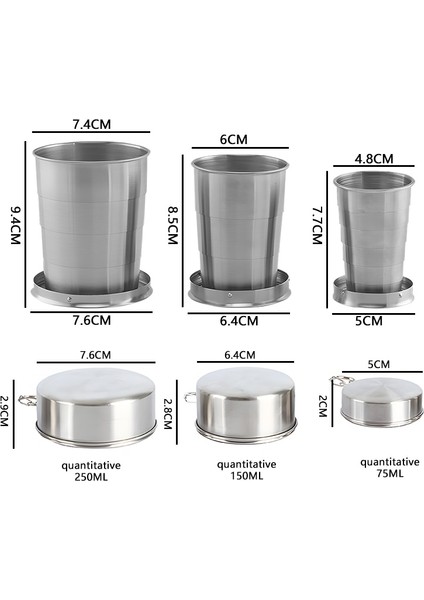 1 Adet 150ML Paslanmaz Çelik Katlanır Bardak Taşınabilir Geri Çekilebilir Bardak Kamp Tencere Çay Fincanı Teaware Kamp Eşyaları Sofra Katlanmış Bardak (Yurt Dışından)