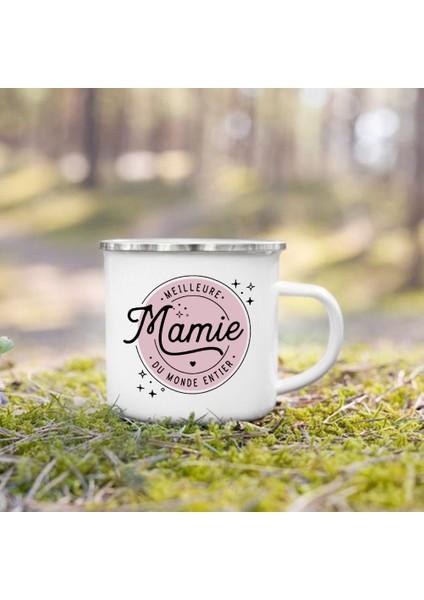 UXH175734-A015WH 8 cm Fransız Baskı Emaye Kupa Yaratıcı Kahve Fincanları Içecekler Su Süt Kupası Emaye Kupa Ev Drinkware Büyükanne Büyükbaba Teyze Amca Için Hediye (Yurt Dışından)