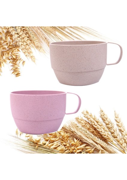 Bej 350 ml Ofis Kahve Fincanı Çevre Dostu Gargara Bardak Buğday Samanı Mutfak Aksesuarları Süt Çay Bardağı Bardak Sağ Fincan (Yurt Dışından)
