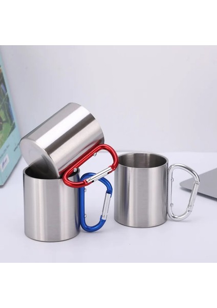 Gümüş 220 ml 220 ml Yalıtım Seyahat Kupa Çift Duvar Paslanmaz Çelik Açık Çocuk Fincan Karabina Kanca Kolu Isı Direnci (Yurt Dışından) fiyatları