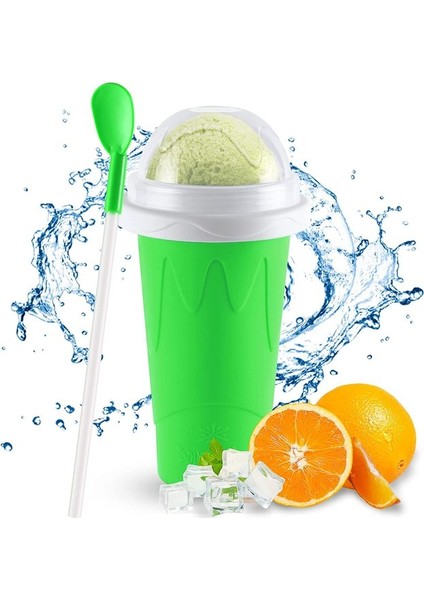 Yeşil 301-400 ml Smoothie Kupası Yaz Sıkma Ev Yapımı Meyve Suyu Su Tutam Slushy Bardak Ezilmiş Buz Çalkalayıcı Bardak Hızlı Dondurulmuş Soğutma Sihirli Dondurma (Yurt Dışından)
