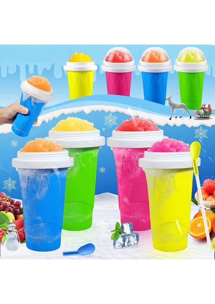 Yeşil 301-400 ml Smoothie Kupası Yaz Sıkma Ev Yapımı Meyve Suyu Su Tutam Slushy Bardak Ezilmiş Buz Çalkalayıcı Bardak Hızlı Dondurulmuş Soğutma Sihirli Dondurma (Yurt Dışından)