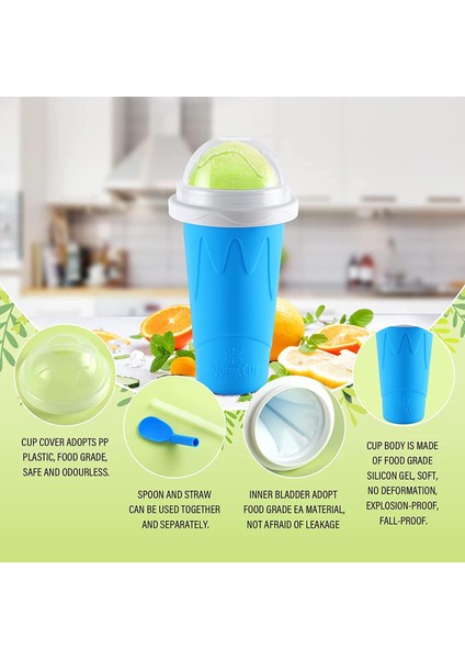 Yeşil 301-400 ml Smoothie Kupası Yaz Sıkma Ev Yapımı Meyve Suyu Su Tutam Slushy Bardak Ezilmiş Buz Çalkalayıcı Bardak Hızlı Dondurulmuş Soğutma Sihirli Dondurma (Yurt Dışından)