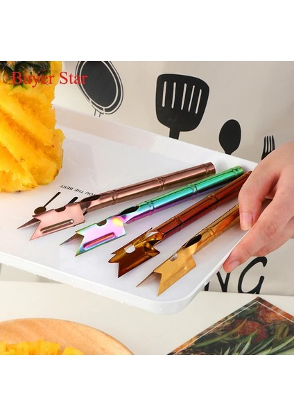 2 Adet Rosegold Bıçak 2 Adet/takım Altın Meyve Servis Araçları Paslanmaz Çelik Ananas Göz Soyucu Kesici Tohum Sökücü Ananas Bıçak Klipleri Mutfak Eşyası (Yurt Dışından)