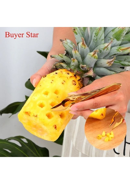 2 Adet Rosegold Bıçak 2 Adet/takım Altın Meyve Servis Araçları Paslanmaz Çelik Ananas Göz Soyucu Kesici Tohum Sökücü Ananas Bıçak Klipleri Mutfak Eşyası (Yurt Dışından)