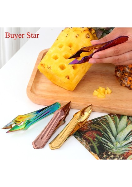 2 Adet Rosegold Bıçak 2 Adet/takım Altın Meyve Servis Araçları Paslanmaz Çelik Ananas Göz Soyucu Kesici Tohum Sökücü Ananas Bıçak Klipleri Mutfak Eşyası (Yurt Dışından)