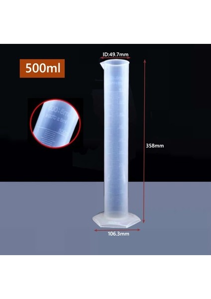 500ML A 1 Adet 1/3 Adet 10ML-1000ML Şeffaf Ölçüm Plastik Dereceli Silindir Plastik Deneme Testi Sıvı Tüp Laboratuvar Aracı (Yurt Dışından)