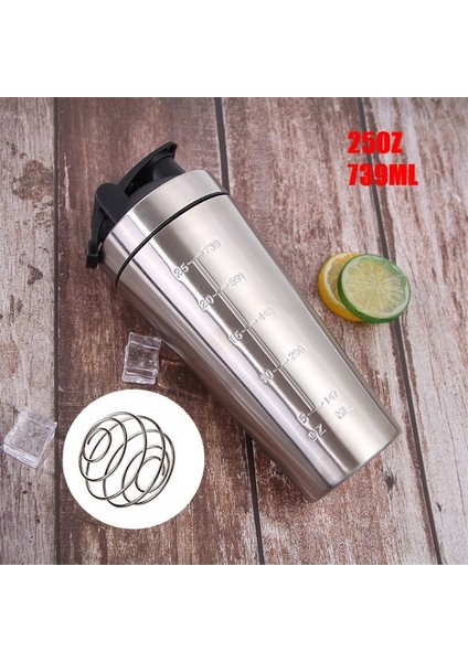 739 ml 901-1000 ml Shaker Şişe Büyük Hacimli Taşınabilir Paslanmaz Çelik Shaker Sallama Topu ile Spor Beslenme Protein Tozu Su Şişeleri (Yurt Dışından)