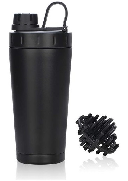 Siyah 500 ml Protein Shaker Termos Bardak Paslanmaz Çelik Su Şişesi Açık Spor Salonu Eğitim Içecek Tozu Süt Mikser Seyahat Taşınabilir 500 ml (Yurt Dışından)