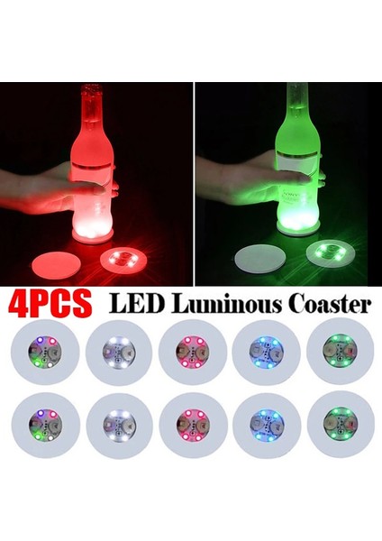 Mavi Işık 4pcs 4pcs Aydınlık Coaster Çıkartmalar Barlar Içecek Şişeleri Etiket Şarap Likör Şişeleri Light Up Coaster Atmosfer Işık Up Bardak Çıkartmalar (Yurt Dışından)