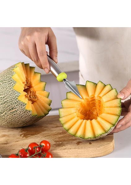 A-02 3 In 1 Karpuz Kesici 304 Paslanmaz Çelik Hamur Kaşığı Karpuz Splitter Meyve Topu Kazıcı Meyve Oyma Bıçağı Ev Kitc (Yurt Dışından)