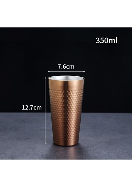 350ML Gül Altın 175-550ML Çift Duvar Paslanmaz Çelik Büyük Bira Çay Kupa Çekiç Doku Soğuk Su Içecekleri Kahve Fincanı Kokteyl Bardakları Mutfak Ev Drinkware (Yurt Dışından)