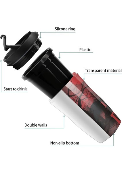 250ML Barovia'da Yeni Cadılar Bayramı - Kırmızı Seyahat Kahve Kupa Bardak Seti Set Kupa Kahve Fincanı (Yurt Dışından)