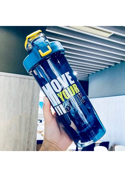Mavi Su Isıtıcısı 800ML Spor Shaker Şişesi 800ML Büyük Kapasiteli Saman Shaker Şişesi Protein Tozu Milkshake Kupası Açık Taşınabilir Plastik Şişe (Yurt Dışından) fırsatları