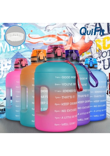 Şeffaf 2,2l QUIFIT2,2L/3,78LSIÇRAYAN Samanlı Spor Galon Su Şişesi Fitness/ev/dış Mekan, Toza ve Sızdırmaz Su Şişesine Sahiptir (Yurt Dışından) fiyatları