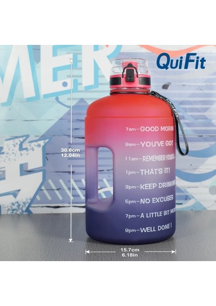Şeffaf 2,2l QUIFIT2,2L/3,78LSIÇRAYAN Samanlı Spor Galon Su Şişesi Fitness/ev/dış Mekan, Toza ve Sızdırmaz Su Şişesine Sahiptir (Yurt Dışından) fırsatları