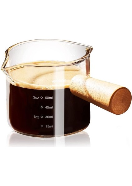 Şeffaf Ikili Ahşap Espresso Espresso Çift Borulu Bardak Ölçme Ucu Saplı, Bardak Bardağı Terazisi, Camlı Shot (Yurt Dışından)