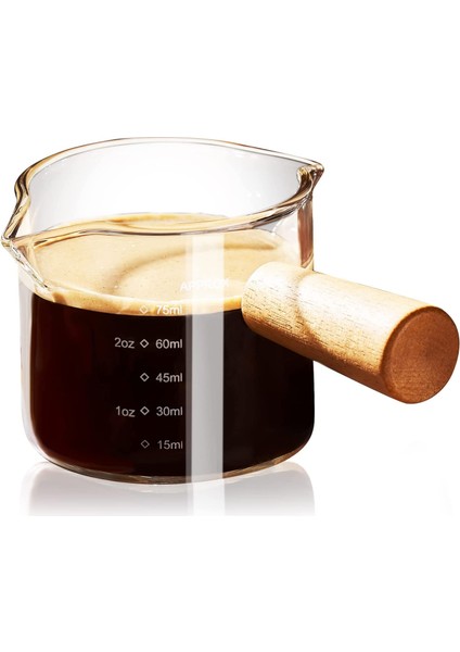 Şeffaf Ikili Ahşap Espresso Espresso Çift Borulu Bardak Ölçme Ucu Saplı, Bardak Bardağı Terazisi, Camlı Shot (Yurt Dışından) indirimleri
