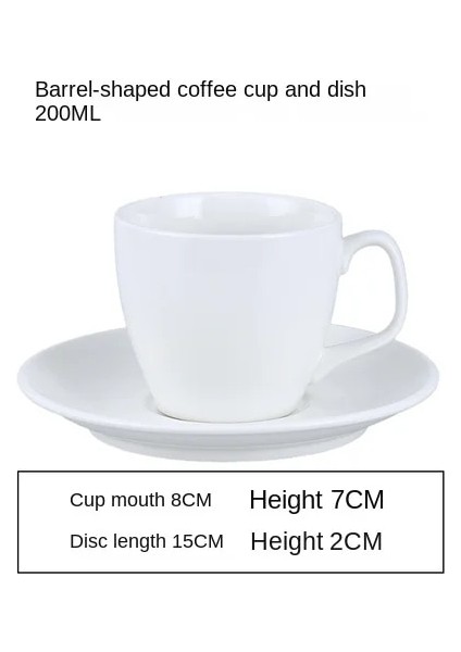 Şeffaf 201-300ML Avrupa Tarzı Latte Art Cappuccino Kahve Fincanı ve Tabağı Seti Seramik Saf Beyaz Süt Çay Bardağı Otel Evrensel Çay Bardağı (Yurt Dışından)