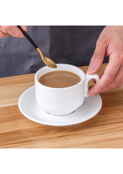 Şeffaf 201-300ML Avrupa Tarzı Latte Art Cappuccino Kahve Fincanı ve Tabağı Seti Seramik Saf Beyaz Süt Çay Bardağı Otel Evrensel Çay Bardağı (Yurt Dışından)