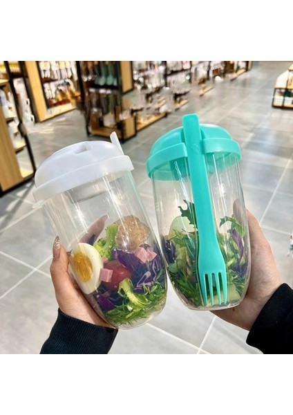 Beyaz 1000ML 1000ML Salata Öğle Yemeği Kutusu Bpa Güvenli Gıda Kapları Çatal ve Kapaklı Taşınabilir Salata Bento Kutusu Çocuklar Için Yetişkin Sağlıklı Beslenme Salata Bardağı (Yurt Dışından)