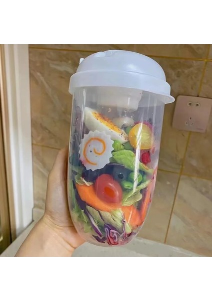 Beyaz 1000ML 1000ML Salata Öğle Yemeği Kutusu Bpa Güvenli Gıda Kapları Çatal ve Kapaklı Taşınabilir Salata Bento Kutusu Çocuklar Için Yetişkin Sağlıklı Beslenme Salata Bardağı (Yurt Dışından)
