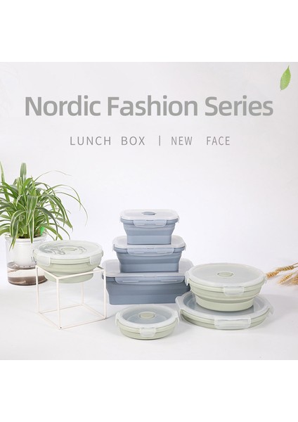 Yuvarlak 800 ml Yeşil Silikon Öğle Yemeği Kutusu Bento Gıda Saklama Kabı Taşınabilir Piknik Kamp Açık Beslenme Çantası Yemek Hazırlama Tuppers Japon Tarzı Katlama (Yurt Dışından)