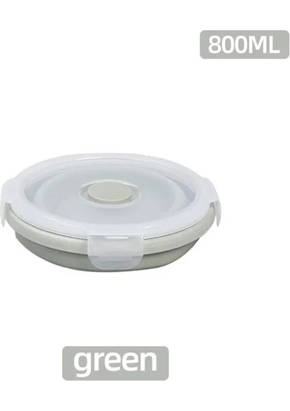 Yuvarlak 800 ml Yeşil Silikon Öğle Yemeği Kutusu Bento Gıda Saklama Kabı Taşınabilir Piknik Kamp Açık Beslenme Çantası Yemek Hazırlama Tuppers Japon Tarzı Katlama (Yurt Dışından)