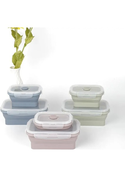 Yuvarlak 800 ml Yeşil Silikon Öğle Yemeği Kutusu Bento Gıda Saklama Kabı Taşınabilir Piknik Kamp Açık Beslenme Çantası Yemek Hazırlama Tuppers Japon Tarzı Katlama (Yurt Dışından)