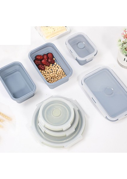 Yuvarlak 800 ml Yeşil Silikon Öğle Yemeği Kutusu Bento Gıda Saklama Kabı Taşınabilir Piknik Kamp Açık Beslenme Çantası Yemek Hazırlama Tuppers Japon Tarzı Katlama (Yurt Dışından)